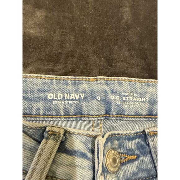 Old Navy High-Rise O.G. Straight Jeans Size 0 Secret-Slim Pockets Light Blue - Picture 5 of 9